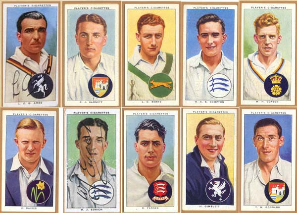 cricket cigarette cards NAZIM'S CRICKET PAGE (Cigarette/Trading Cards)