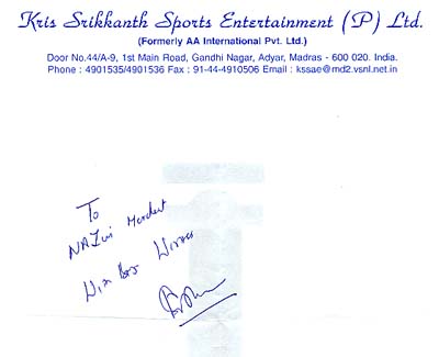 Srikkanth, Kris