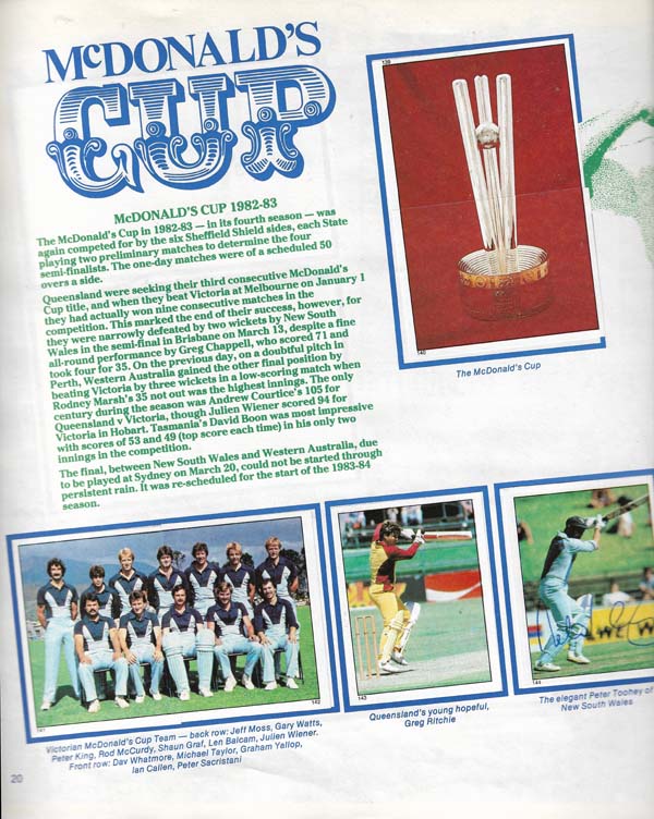 Scanlens 1983-84 Stickers (172)