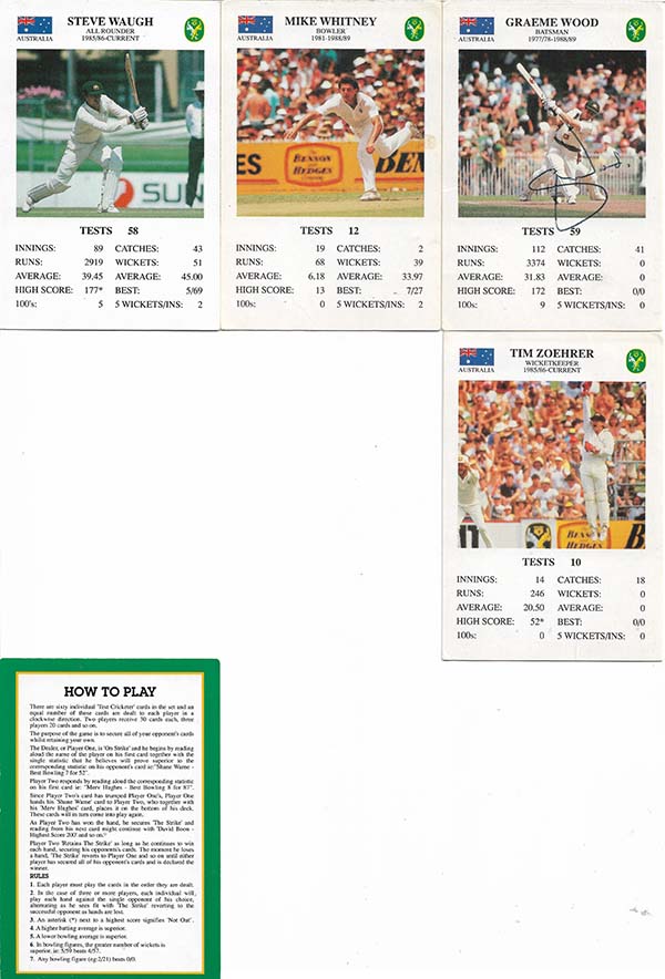 Spears 1993-94 Test Match Card Game